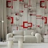 Artgeist Tapetas - Concrete, red frames and baltas knobs