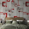 Artgeist Tapetas - Concrete, red frames and baltas knobs