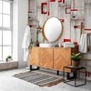 Artgeist Tapetas - Concrete, red frames and baltas knobs