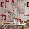 Artgeist Tapetas - Concrete, red frames and baltas knobs