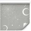 Artgeist Tapetas - Cosmic Fireworks - Elegant pattern with moons and stars on a pilka background.
