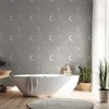 Artgeist Tapetas - Cosmic Fireworks - Elegant pattern with moons and stars on a pilka background.