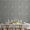 Artgeist Tapetas - Cosmic Fireworks - Elegant pattern with moons and stars on a pilka background.