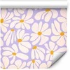 Artgeist Tapetas - Cute Creamy Little Flowers - Small flowers with creamy - wind-blown petals on a mėlynas background.