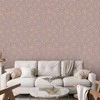 Artgeist Tapetas - Cute Light-rusvai gelsvas Little Flowers - Small flowers with beige - undulating petals on a mėlynas background.