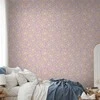 Artgeist Tapetas - Cute Light-rusvai gelsvas Little Flowers - Small flowers with beige - undulating petals on a mėlynas background.