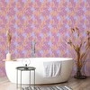 Artgeist Tapetas - Exotic - Two-Tone Flowers - Flowers in violetinė and oranžinis on a mėlynas background.