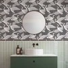 Artgeist Tapetas - Flying birds – a delicate pattern of baltas and pilkas herons on a pilkas background