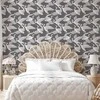 Artgeist Tapetas - Flying birds – a delicate pattern of baltas and pilkas herons on a pilkas background
