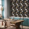 Artgeist Tapetas - Oriental impressions - decorative pattern with a motif of flying cranes on a dark background