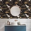 Artgeist Tapetas - Oriental impressions - decorative pattern with a motif of flying cranes on a dark background