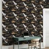 Artgeist Tapetas - Oriental impressions - decorative pattern with a motif of flying cranes on a dark background