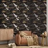Artgeist Tapetas - Oriental impressions - decorative pattern with a motif of flying cranes on a dark background
