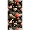 Artgeist Tapetas - Ornament with birds - silhouettes of cranes and peony flowers on a dark background
