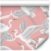 Artgeist Tapetas - Pastel birds – a delicate pattern of baltas and pilkas herons on a light pink background