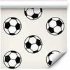 Artgeist Tapetas - Soccer - Symmetrical juodas-and-baltas soccer balls on a beige background.