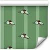 Artgeist Tapetas - Sports Whistles - Repeating pattern on a striped žalias background.