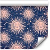 Artgeist Tapetas - Sunny Patterns - Repeating sun motif on a navy background.