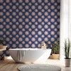 Artgeist Tapetas - Sunny Patterns - Repeating sun motif on a navy background.