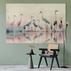Artgeist XXL paveikslas - Birds by the lake - herons painted in watercolour in delicate pilkas and pink colours