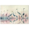 Artgeist XXL paveikslas - Birds by the lake - herons painted in watercolour in delicate pilkas and pink colours