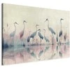 Artgeist XXL paveikslas - Birds by the lake - herons painted in watercolour in delicate pilkas and pink colours