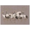 Artgeist XXL paveikslas - Crane dance – bright silhouettes of birds against a warm pilkas background with texture