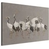 Artgeist XXL paveikslas - Crane dance – bright silhouettes of birds against a warm pilkas background with texture