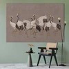 Artgeist XXL paveikslas - Crane dance – bright silhouettes of birds against a warm pilkas background with texture