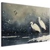 Artgeist XXL paveikslas - Herons over a winter pond - Japanese-style illustration in dark colours