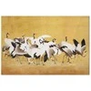 Artgeist XXL paveikslas - Japanese cranes - a flock of birds against a golden background based on a painting by Ishida Yūtei