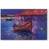 Artgeist XXL paveikslas - Modern impressionism - night landscape of a lake with a floating boat