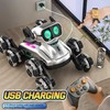 Interaktyvus šuo robotas, valdomas nuotolinio valdymo pultu ir rankų gestais, sidabrinė spalva