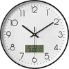 Netiksintis sieninis laikrodis su tyliu mechanizmu, LCD ekranu, su termometru ir kalendoriumi, 30 cm