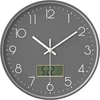Netiksintis sieninis laikrodis su tyliu mechanizmu, LCD ekranu, su termometru ir kalendoriumi, 30 cm