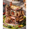 Robotime 3D medinis mechaninis konstruktorius Dream Coffee Factory