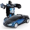 Transformuojamas nuotolinio valdymo automobilis - robotas 2 in 1 su LED šviesomis ir 360° drift funkcija (mėlynas)