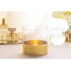Lumarko Golden Honey glass vase with auksinis honeycomb decoration, cylinder shape, h-12cm