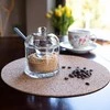 Glass sugar pot dia. 8,5 cm, h- 12 cm