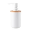 Plastik soap dispensor with wood 7x7x16 cm