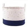 Blue Set of 3 baltas-mėlynas cotton baskets 32+28+24cm