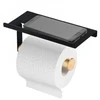 Juodas metal toilet paper &amp; cell-phone holder with bamboo stem 18x10x7,5 cm color box