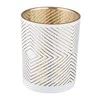 Baltas glass candle holder with auksinis interior 10x12,5 cm, geometric decoration
