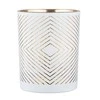 Baltas glass candle holder with auksinis interior 10x12,5 cm, geometric decoration