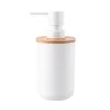 Plastik soap dispensor with wood 7x7x16 cm
