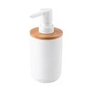 Plastik soap dispensor with wood 7x7x16 cm