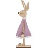 Wooden rabbit deco violetinė dress 7,5x3,5x22,5 cm