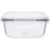 Kvadratinis sodos kalkių stiklinis maisto indas su PP dangteliu 750 ml 15,8x15,8x7 cm