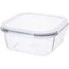 Kvadratinis sodos kalkių stiklinis maisto indas su PP dangteliu 750 ml 15,8x15,8x7 cm