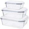 1000ml rect.soda lime glass food container wtih pp lid